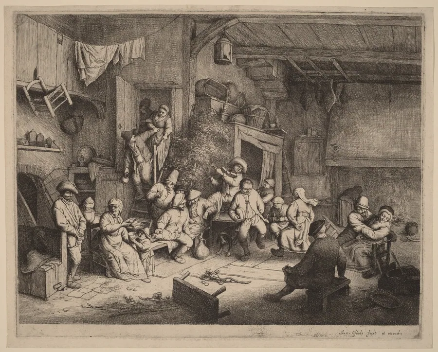 Peasants Feasting at an Inn by Adriaen van Ostade