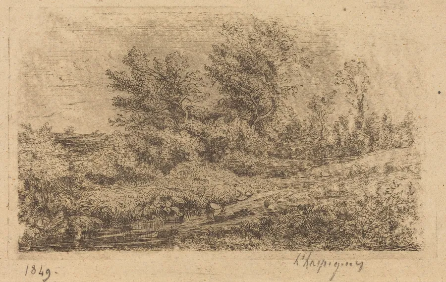 Bouquet d'arbres au ruisseau (Stand of Trees on a River) by Henri-Joseph Harpignies