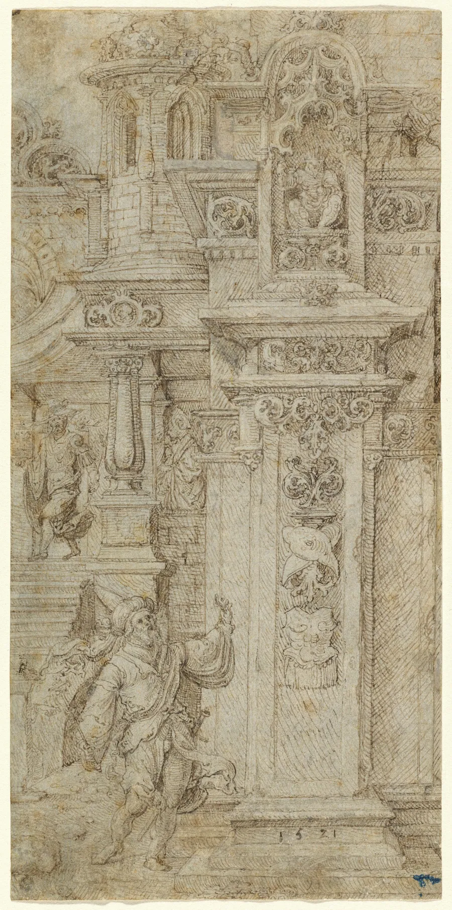 Two Kings and a Woman Leaving an Elaborate Palace by Jan Gossaert