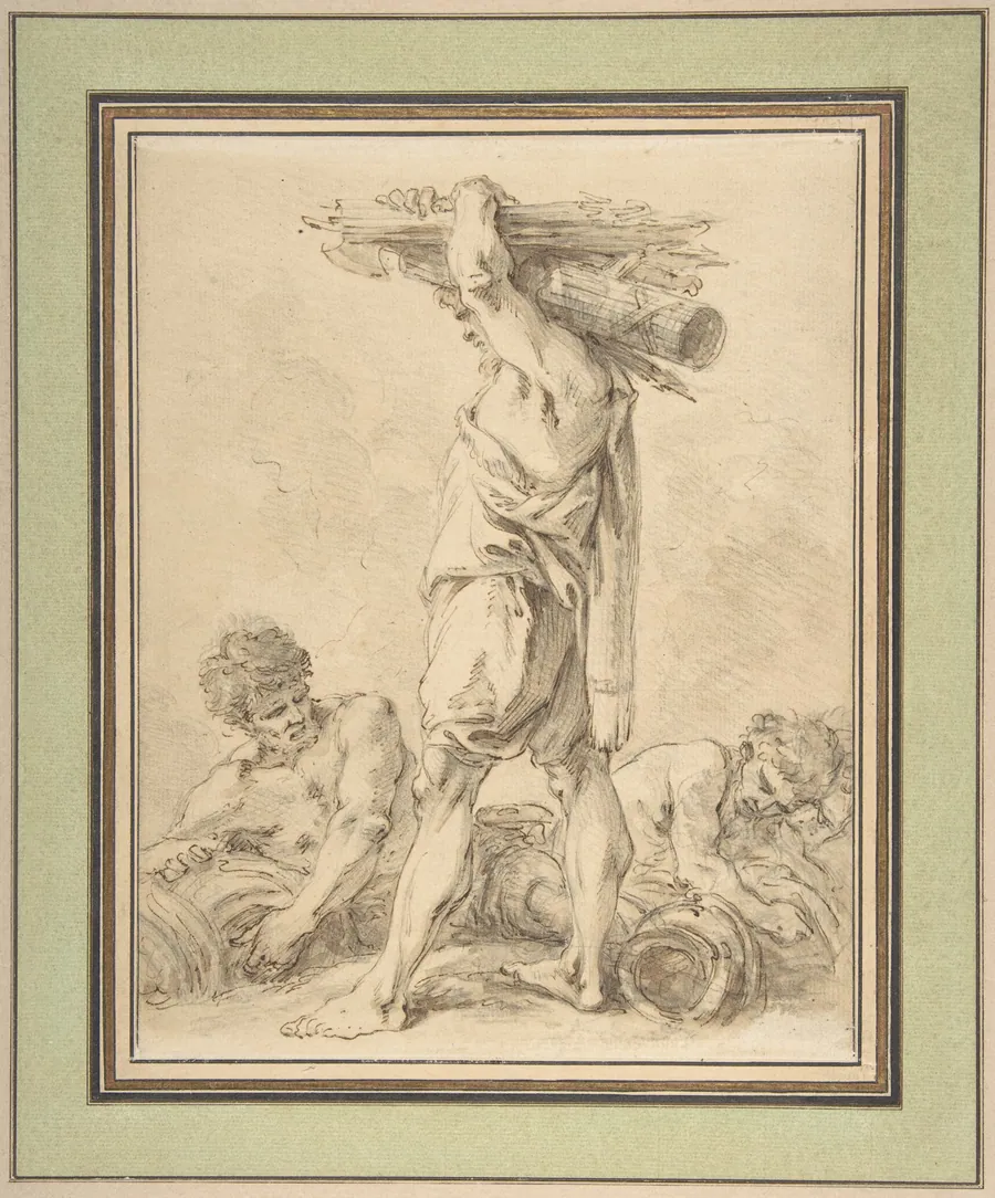 Standing Man Carrying Fasces and Arms by François Boucher