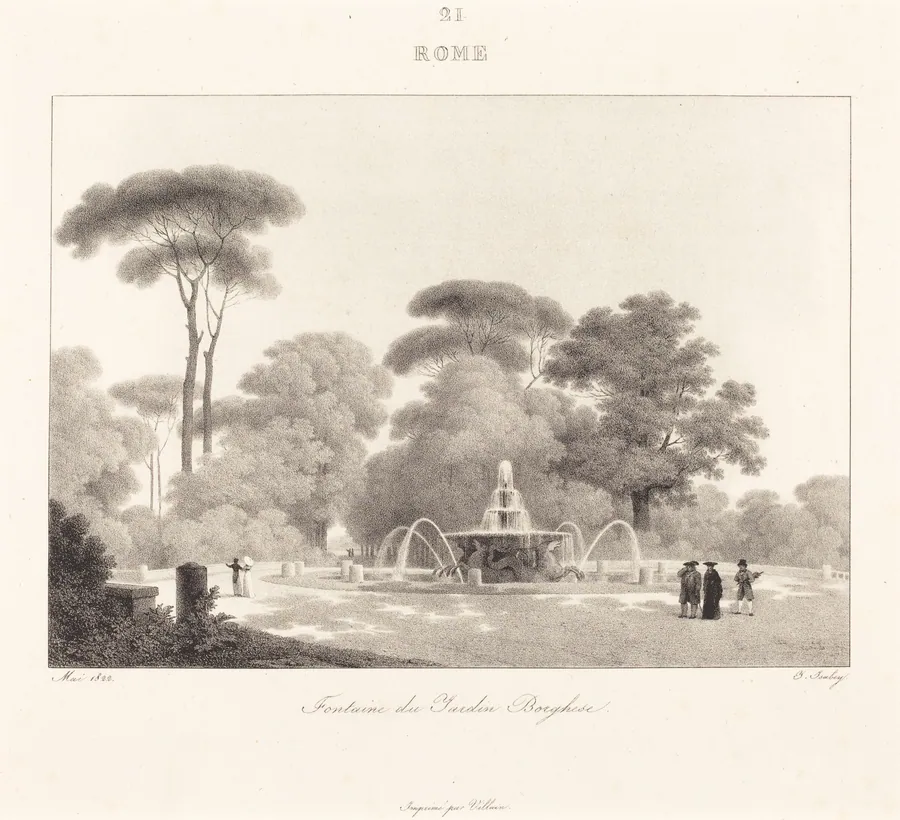 Fontaine de Jardin Borghese by Jean-Baptiste Isabey
