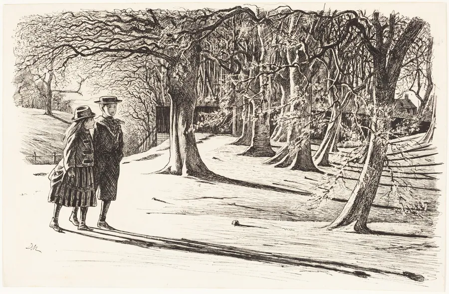 Two Children in the Snow by George Du Maurier