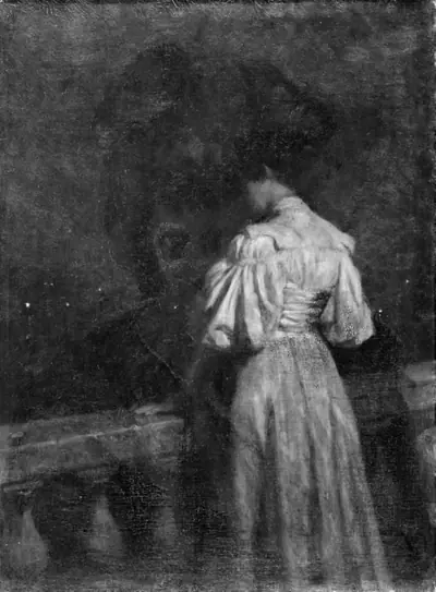 En ung dame på en altan