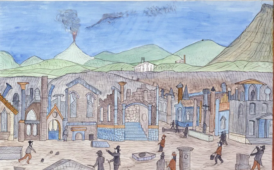 Ruins at Pompeii with Tourists by Lawrence W. Ladd, active 1865-1895