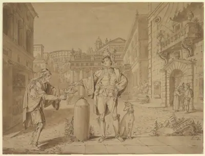 Nobleman Giving Alms to Beggar in Piazza near the Coliseum