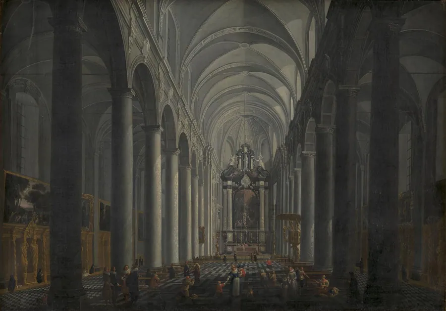 Det indre af Jesuitterkirken i Brugge by Jacob Balthasar Peeters