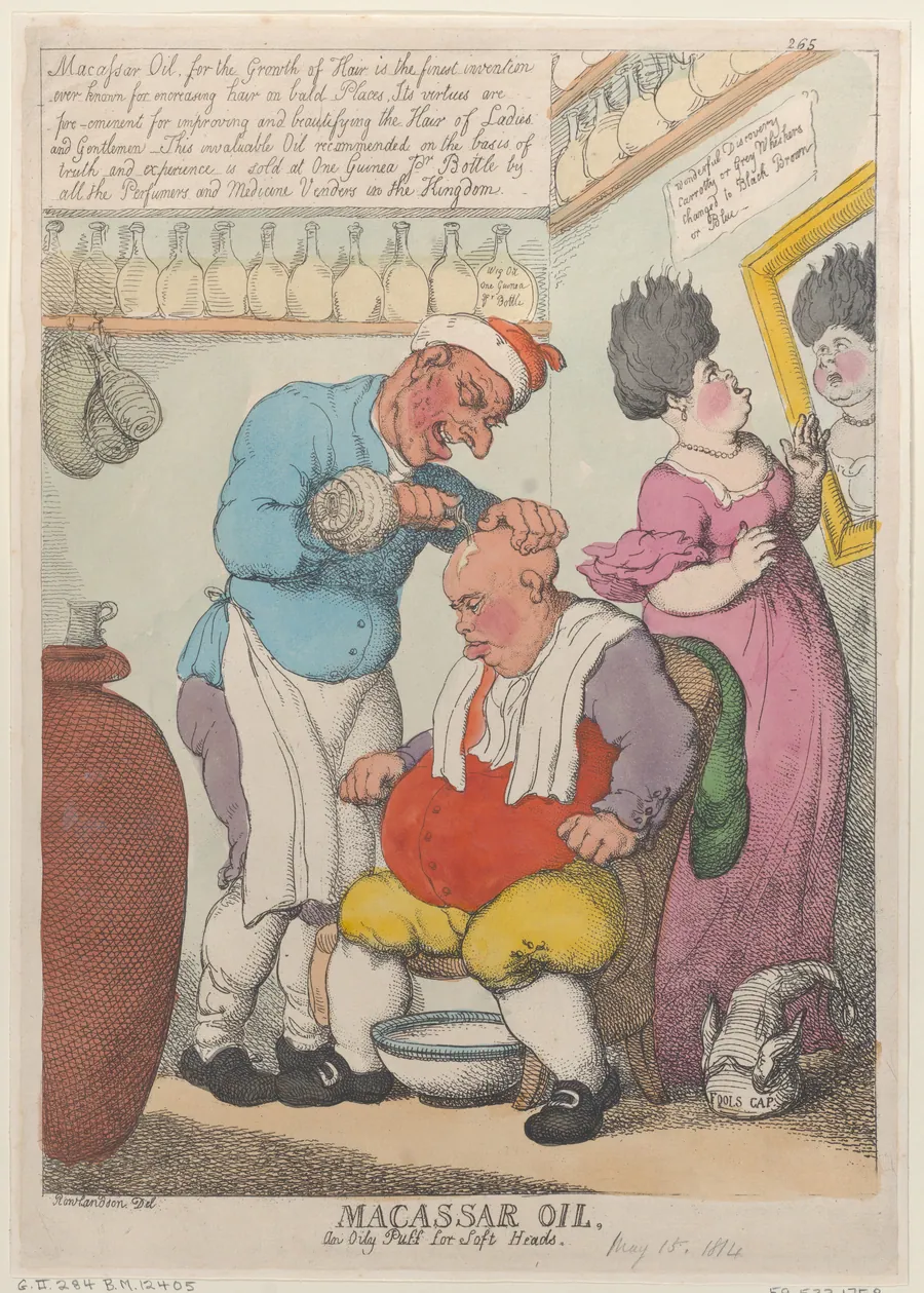 Macassar Oil, An Oily Puff for Soft Heads by Thomas Rowlandson
