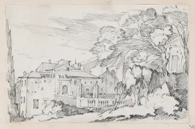 Houses and a Garden on a Hillside in Italy