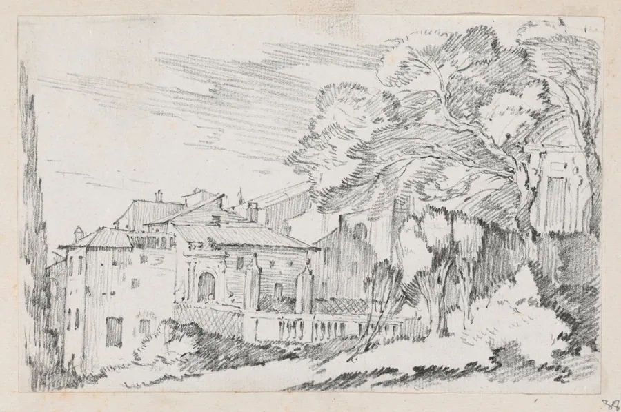 Houses and a Garden on a Hillside in Italy by Joseph-Marie Vien