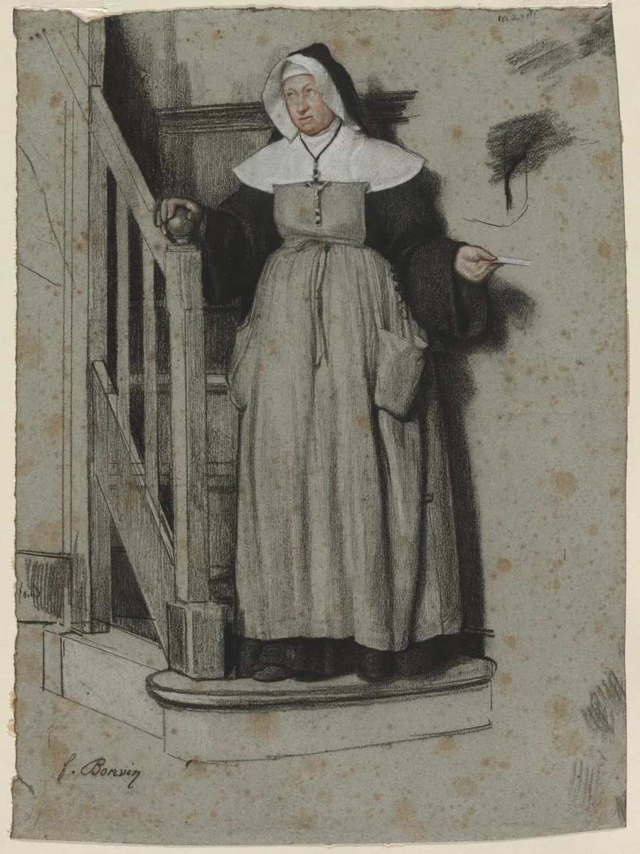 The Letter of Admission, Interior of a Convent by François Bonvin