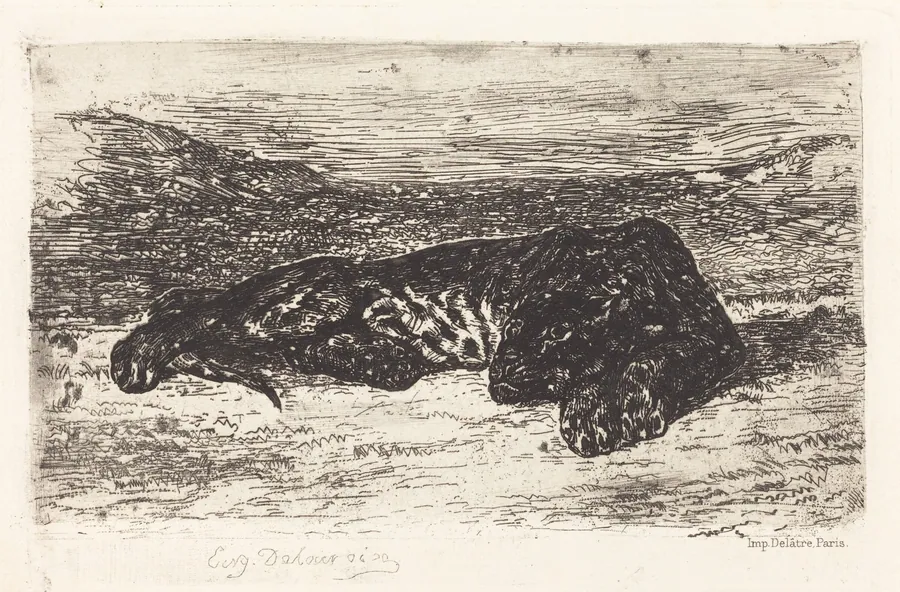 Tiger Sleeping in the Desert by Eugène Delacroix