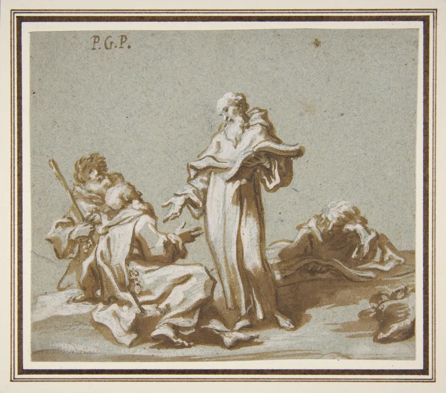 Scene with Four Figures of Monks Discoursing by Paolo Gerolamo Piola