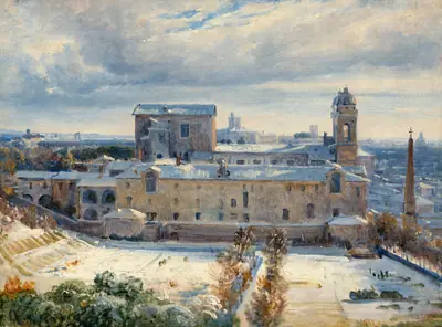 Santa Trinità dei Monti in the Snow