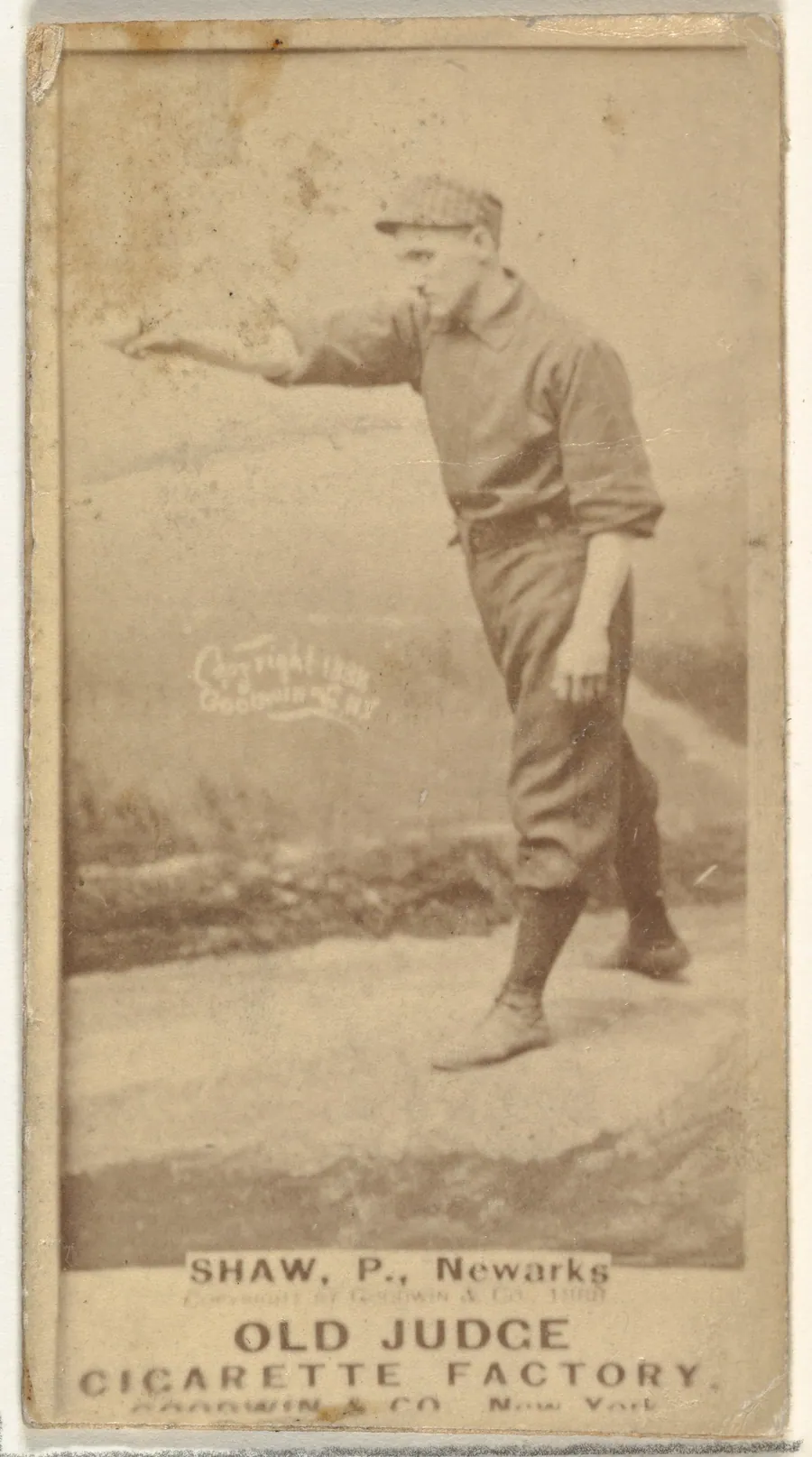 Frederick Lander "Dupee" Shaw, Pitcher, Newark Little Giants, from the Old Judge series (N172) for Old Judge Cigarettes by Goodwin & Company