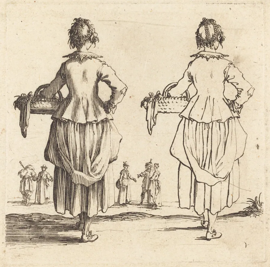 Peasant Woman with Basket, Seen from Behind by Jacques Callot