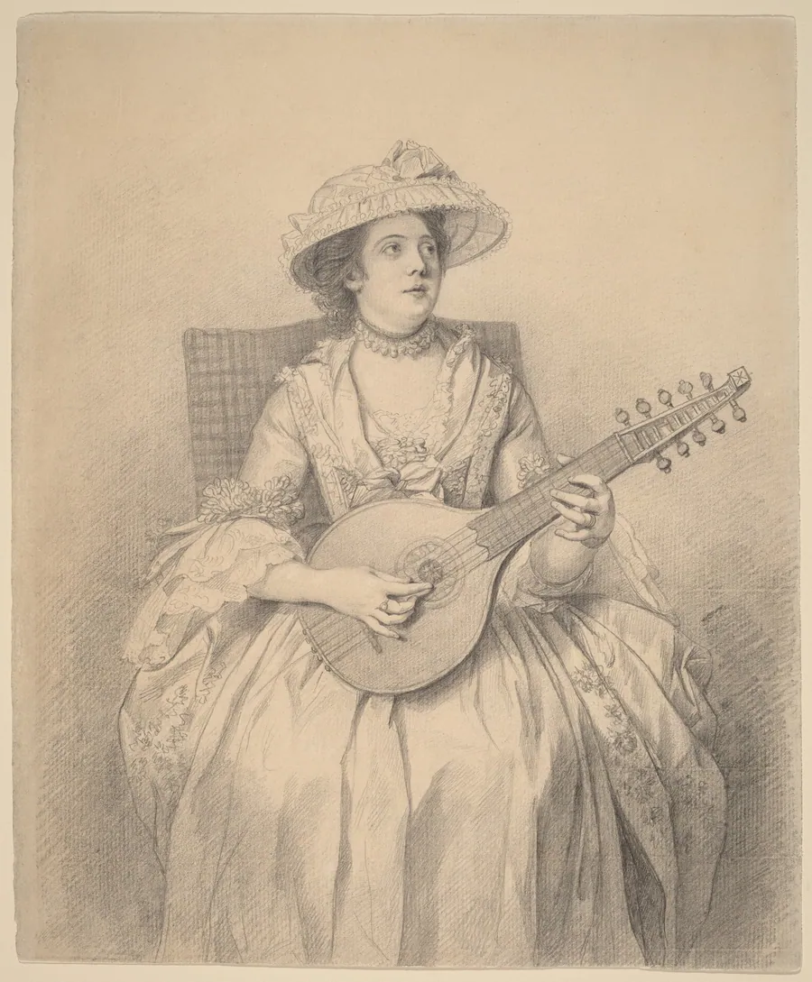 Woman Playing a Cittern by Nathaniel Dance-Holland