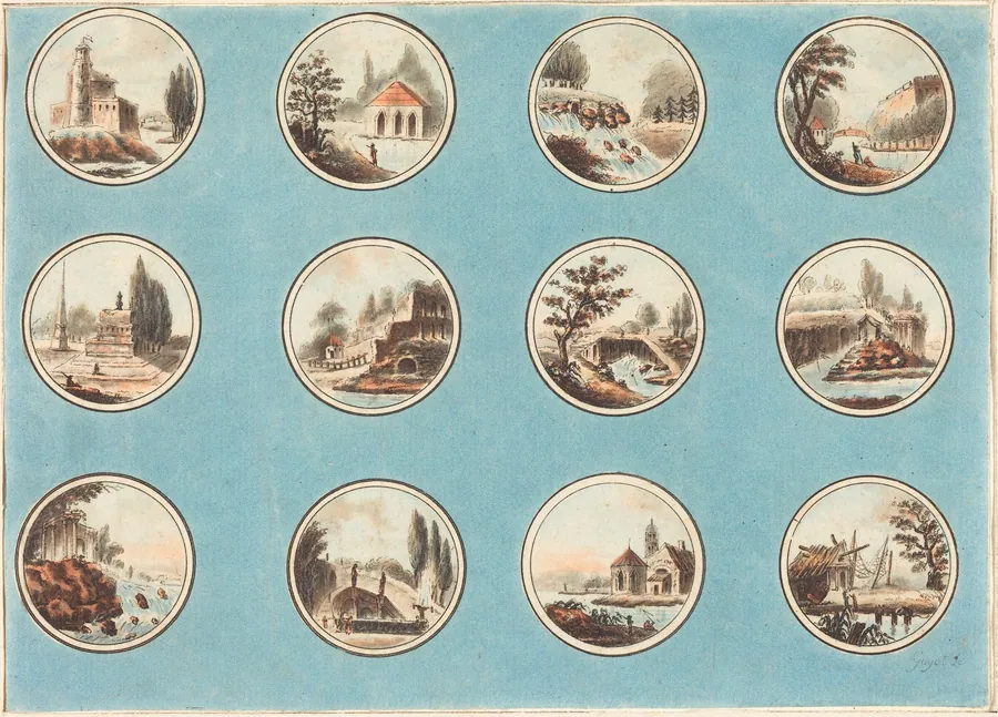 Twelve Roundels with Landscapes by Laurent Guyot