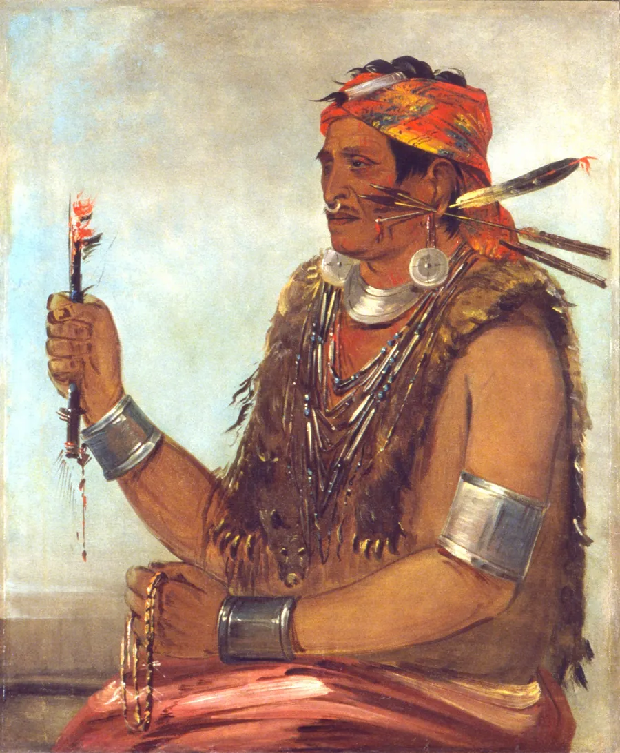 Ten-sqúat-a-way, The Open Door, Known as The Prophet, Brother of Tecumseh by George Catlin, born Wilkes-Barre, PA 1796-died Jersey City, NJ 1872