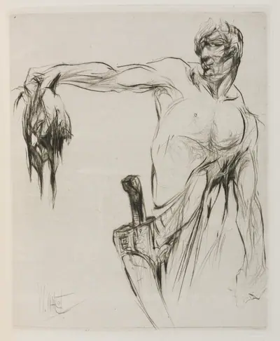 Herodias: Page 53, The head entered and mannaeus held it by the hair, at arm's length, proud from the applause
