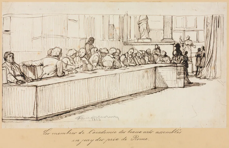 The Members of the Academy of Beaux-Arts Assembled to Jury the Rome Prize by Paul Delaroche