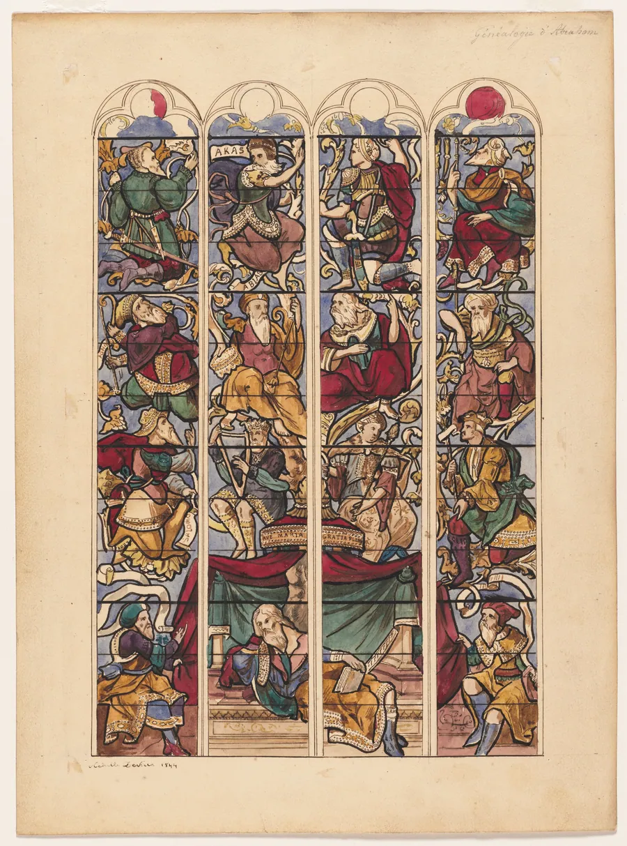Study for Four Stained Glass Windows "Généalogie d'Abraham" by Achille Devéria