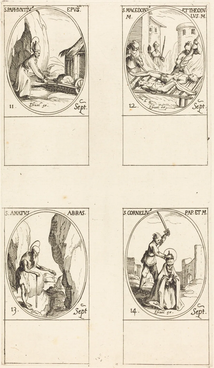 St. Paphnutius; Sts. Macedonius and Theodulus; St. Amatus; St. Cornelias by Jacques Callot