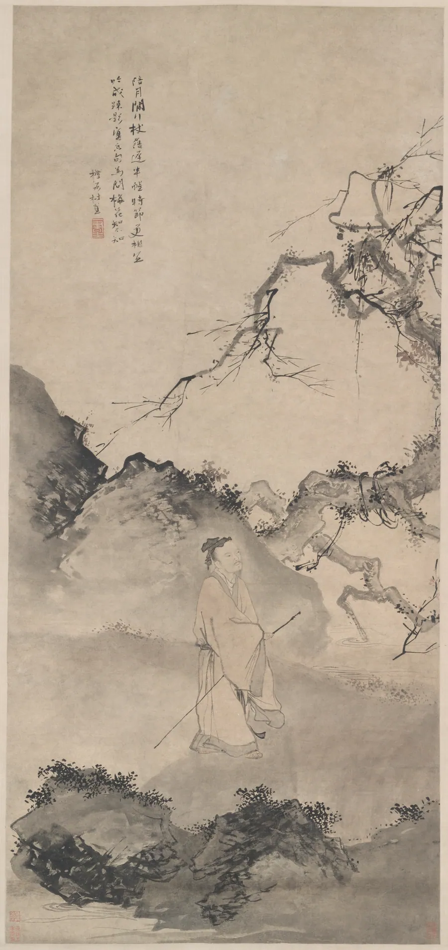 The Poet Lin Bu Wandering in the Moonlight by Du Jin