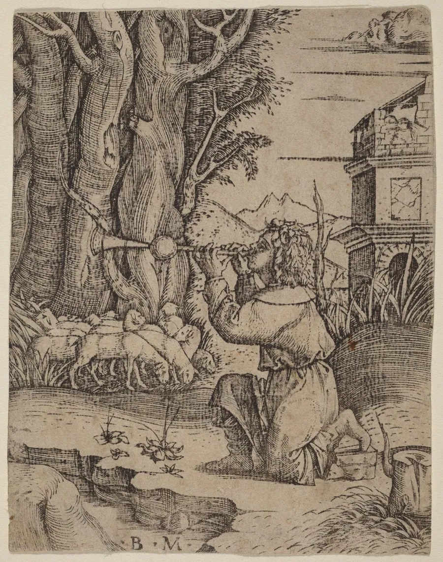 Shepherd with a Platerspiel by Benedetto Montagna