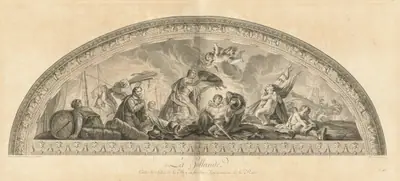 La Hollande Cintre du Salon de la Paix en face des Appartmens de la Reine (Holland, Center of the Salon of Peace Opposite the Queen's Apartments) [pl. 48]
