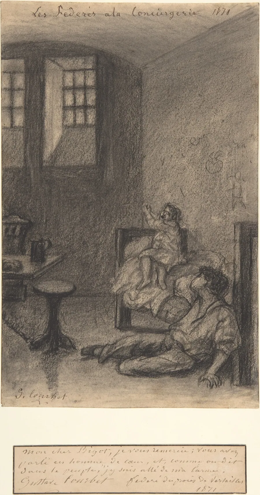 Young Communards in Prison (Les Fédérés à la Conciergerie) by Gustave Courbet