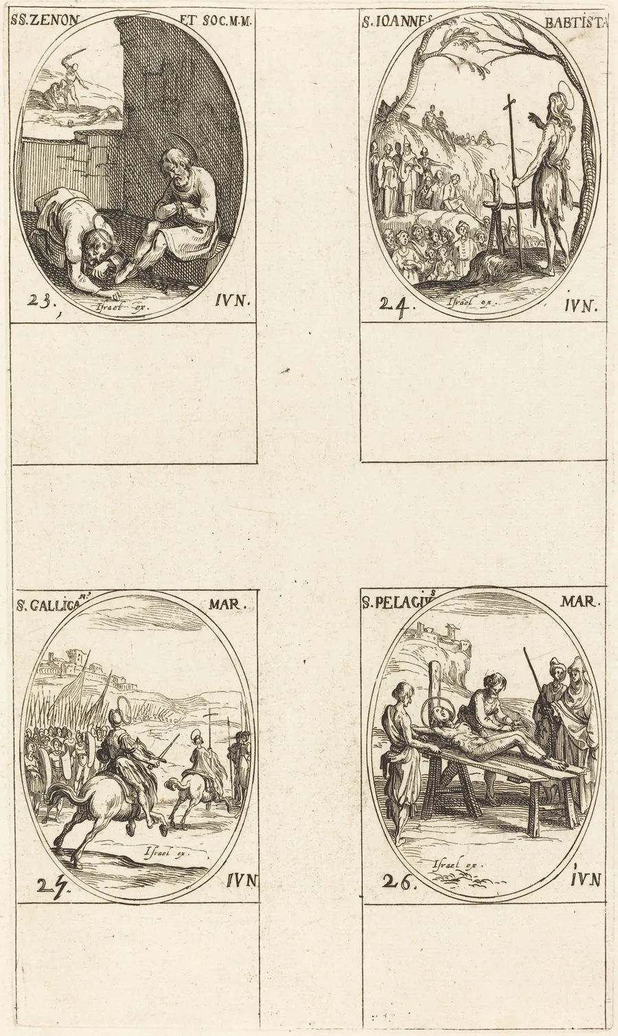 St. Zenon and Companions; St. John the Baptist; St. Gallicanus; St. Pelagius by Jacques Callot