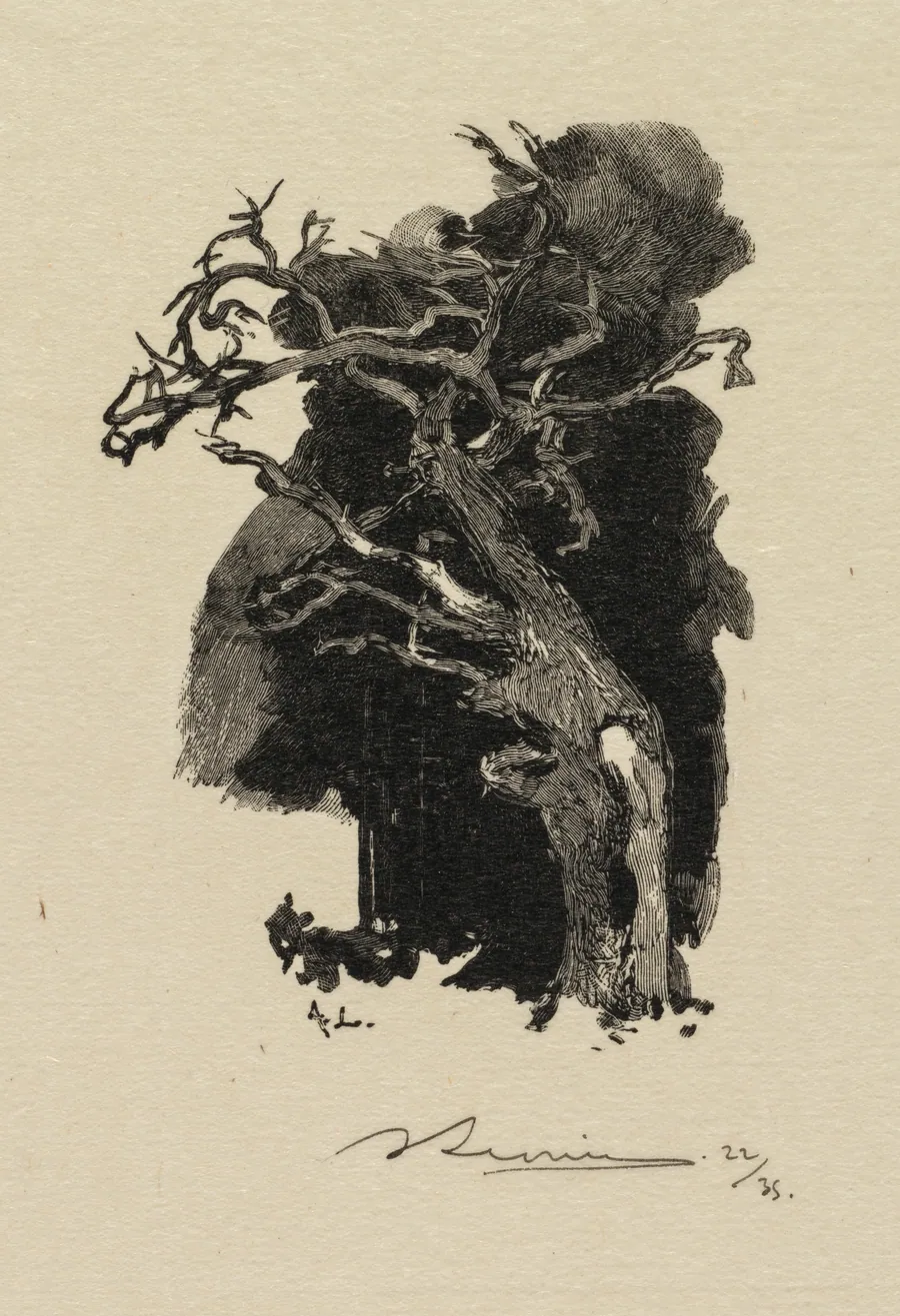Fontainebleau Forest: The Raging One (La Forêt de Fontainebleau: Le rageur) by Auguste Louis Lepère