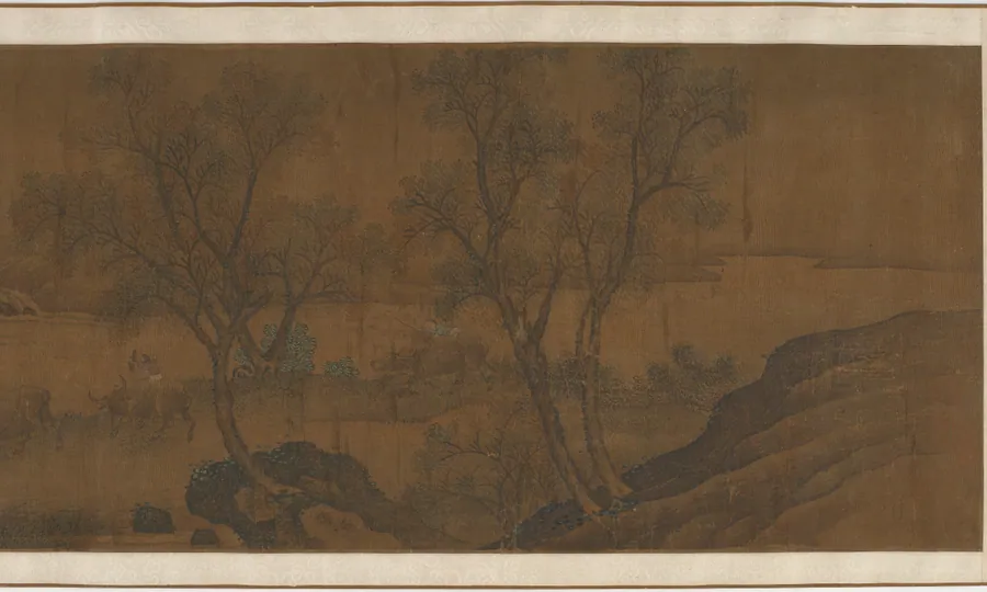 Herding water buffalo by Formerly attributed to Dai Song (active late 8th century)