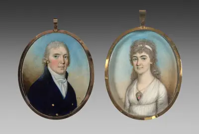 Pair of Miniatures: Portrait of a Man and Portrait of a Woman Wearing a Miniature