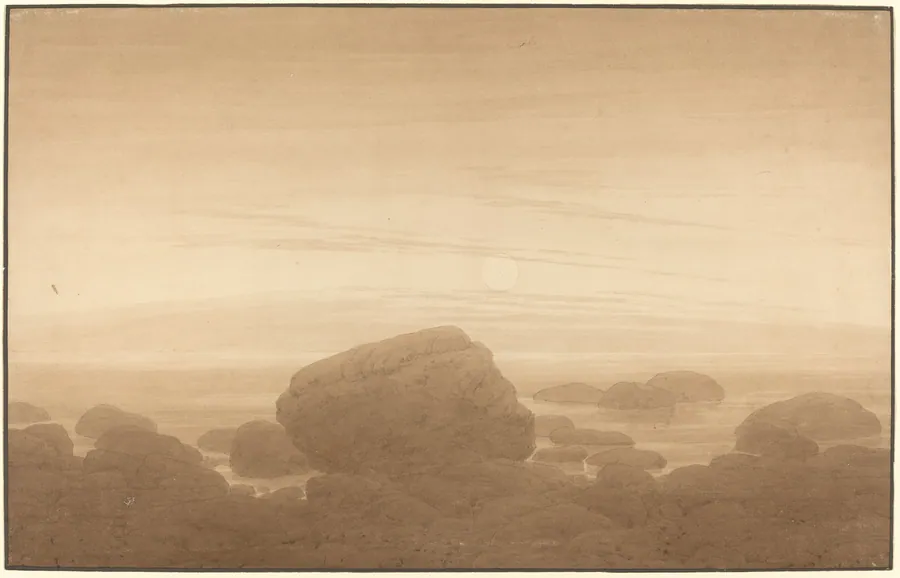 Moonrise on an Empty Shore by Caspar David Friedrich