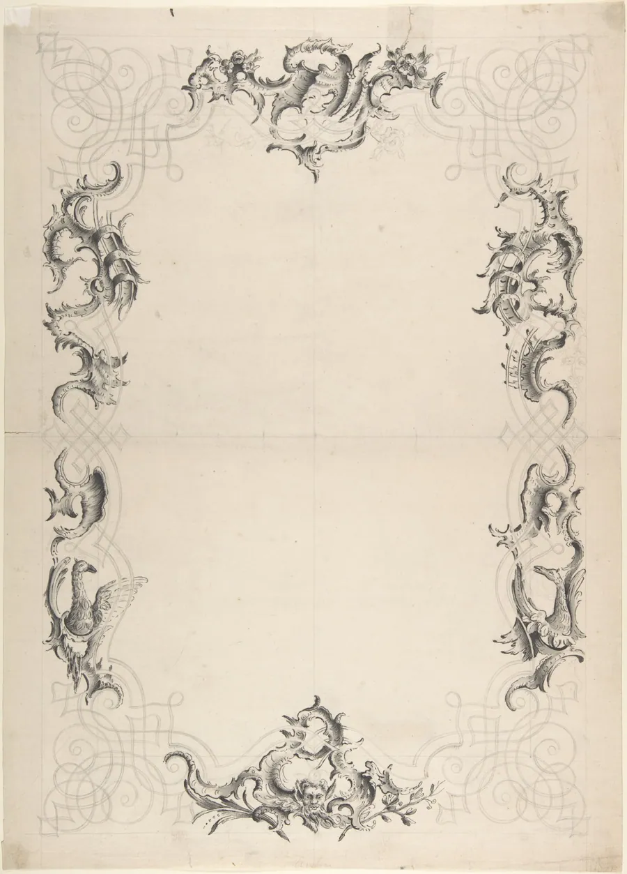 Design for the Stucco Decoration of a Rococo Ceiling by Johann Oktavian Salver