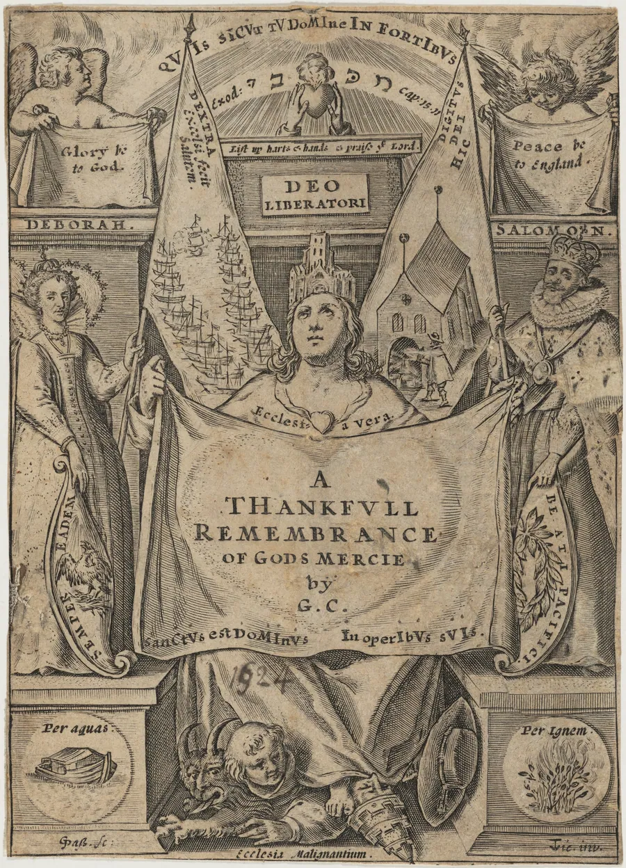 Title Page, A Thankful Remembrance of God's Mercie, by George Carleton by Willem de Passe