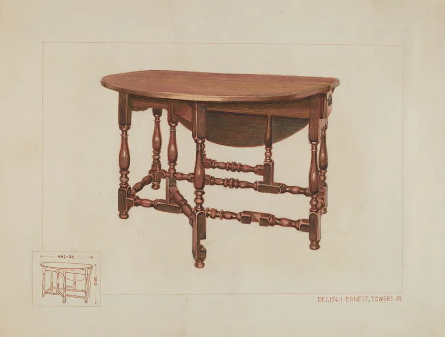 Eight Leg Table with Drawer by Ernest A. Towers, Jr.
