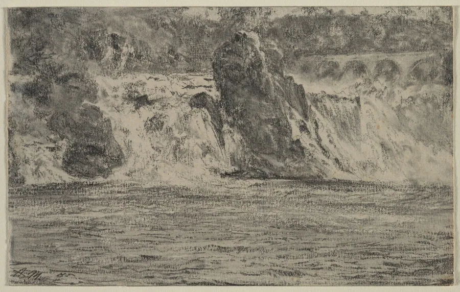Falls of the Rhine at Schaffhausen (Rheinfall von Schaffhausen) by Adolph von Menzel