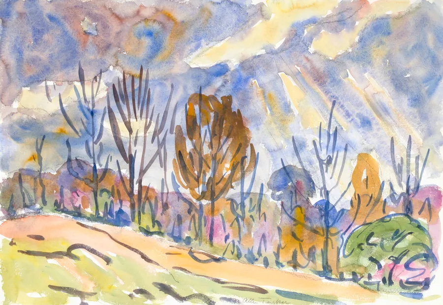 Watercolor no. 63, Road by Allen Tucker, born Brooklyn, NY 1866-died New York City 1939