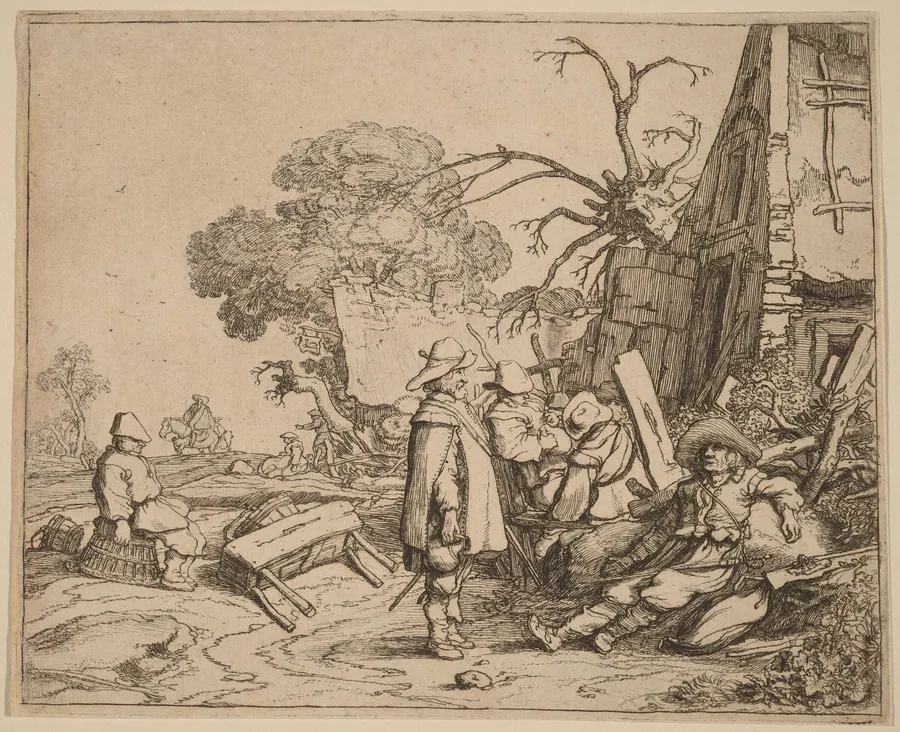Soldier Receiving an Order from a Sitting Officer by Pieter Molijn