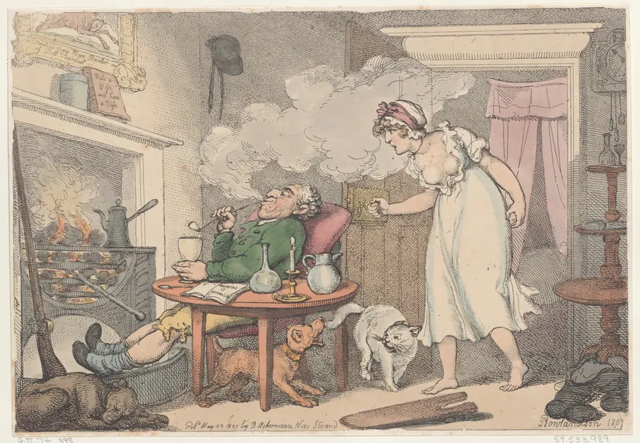 A White Sergeant giving the Word of Command: "Why don't you come to bed, you drunken sot?" by Rudolph Ackermann, London