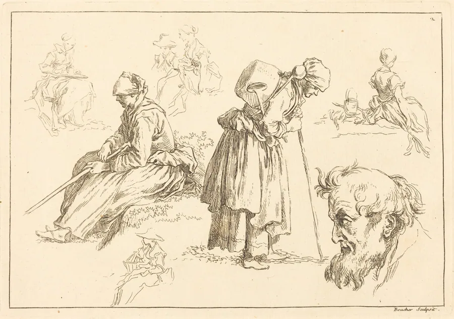 Figure Studies including Woman with a Kettle by François Boucher