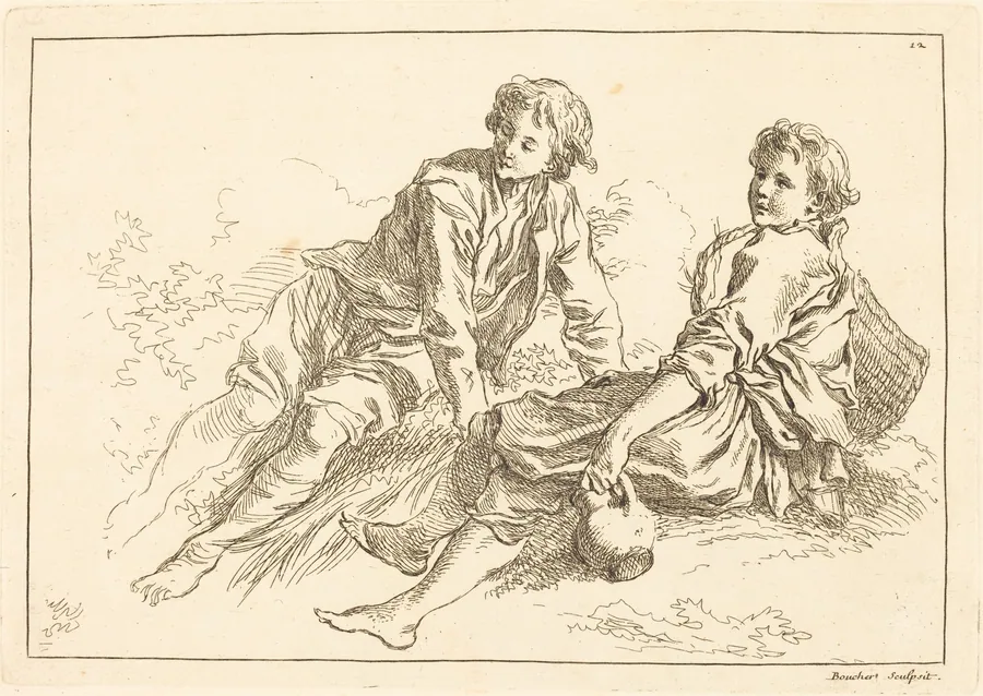 Reclining Shepherd Boys by François Boucher