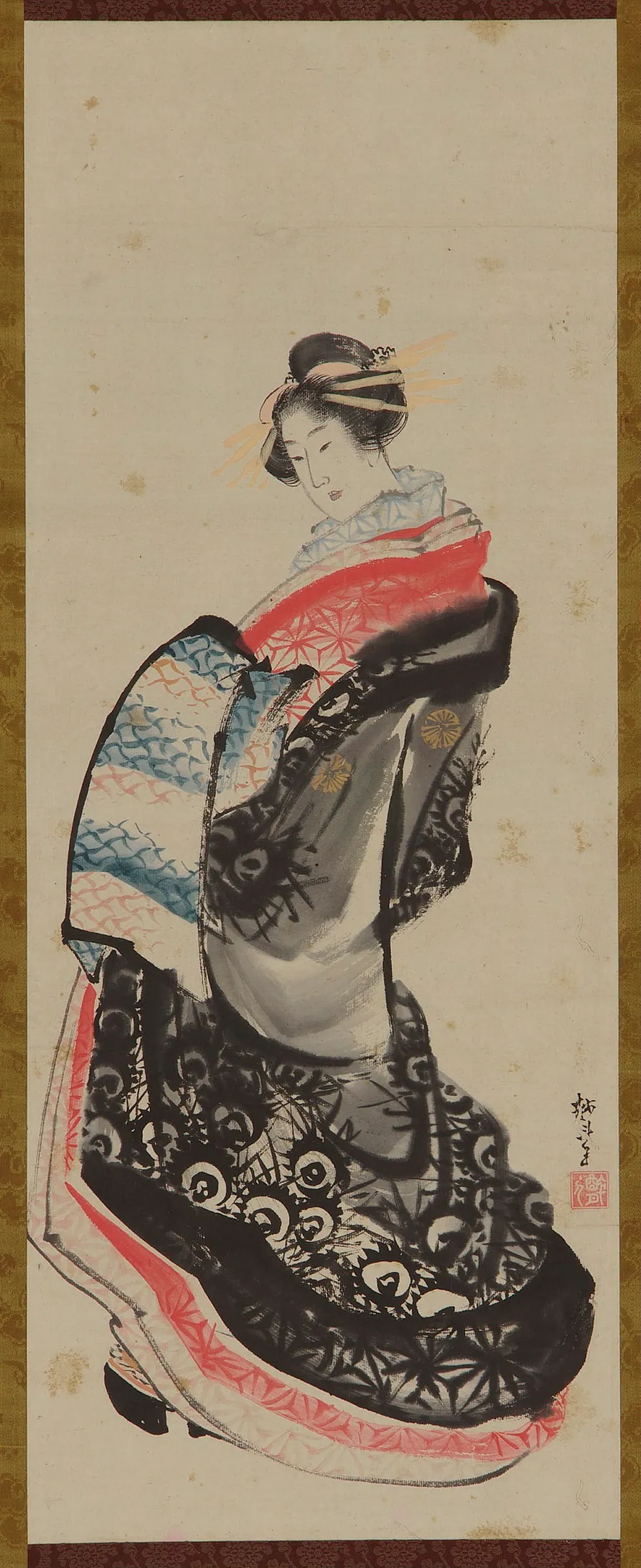 A courtesan standing by Katsushika Hokusai 葛飾北斎 (1760-1849)