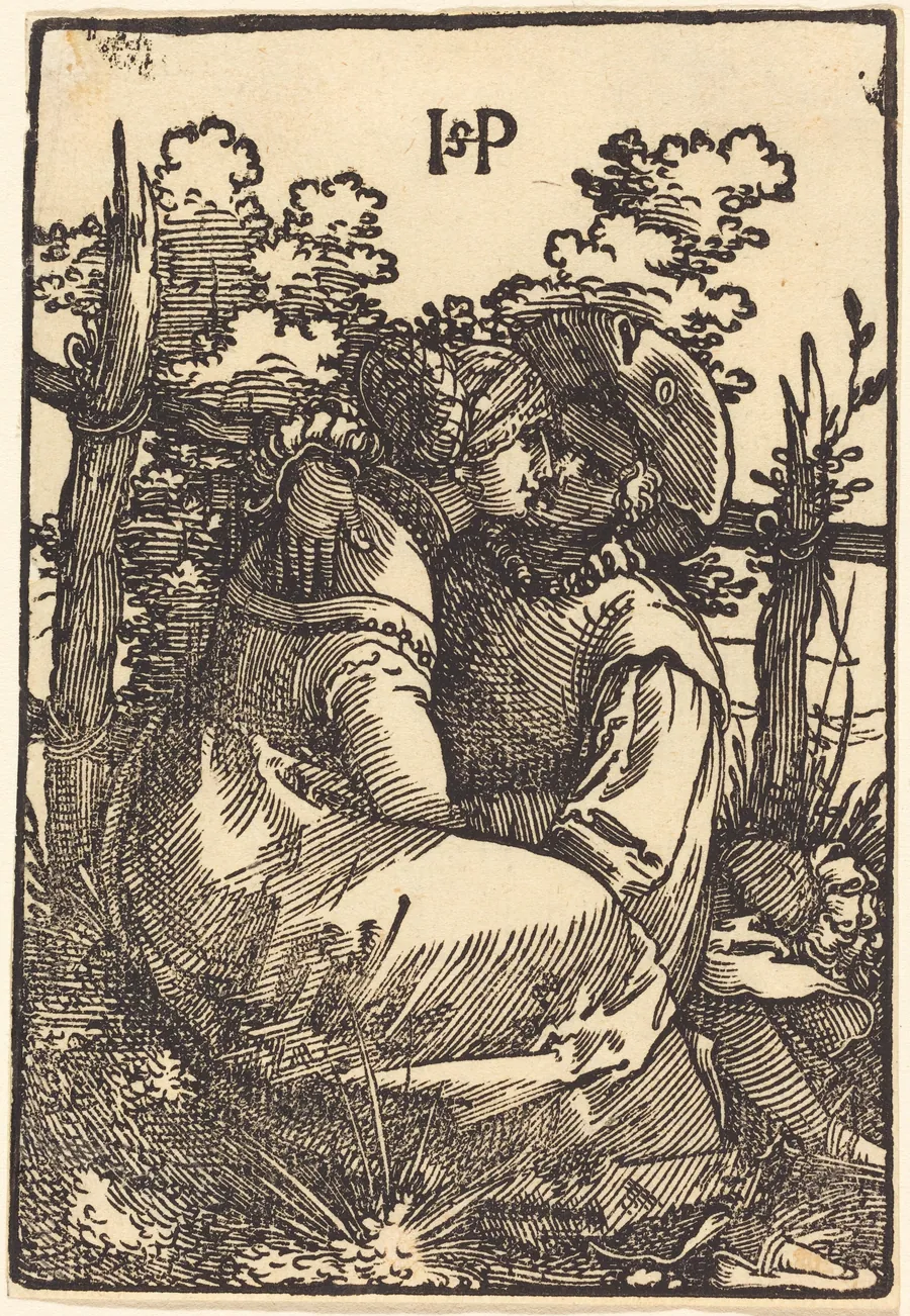 Two Lover Seated in Front of a Fence by Sebald Beham