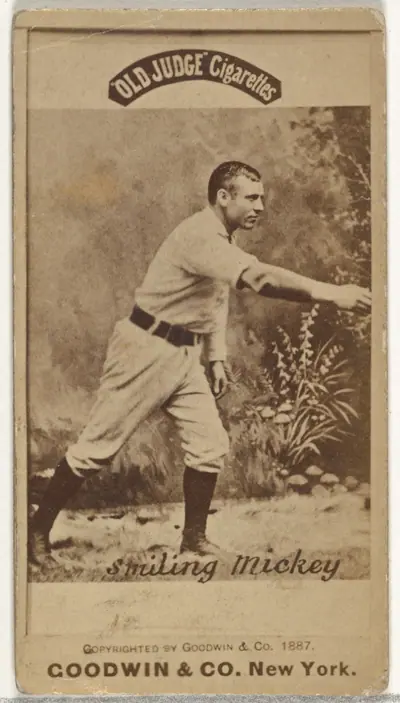 Michael Francis "Smiling Mickey" Welch, from the Old Judge series (N172) for Old Judge Cigarettes