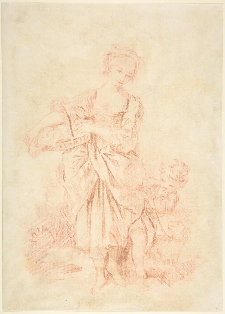 Young Girl with a Boy and a Dog by François Boucher