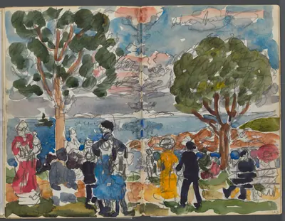 Sketchbook, The Dells, N° 127, page 142 & 143: Figures on a Coast