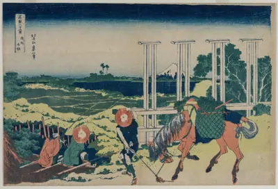 The Weir at Senju in Musashi Province (from the series Thirty-Six Views of Mt. Fuji)